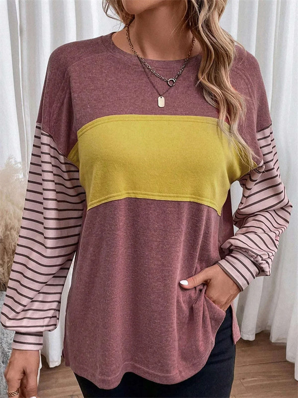 Blusa holgada de rayas con cuello redondo y manga larga · Tea