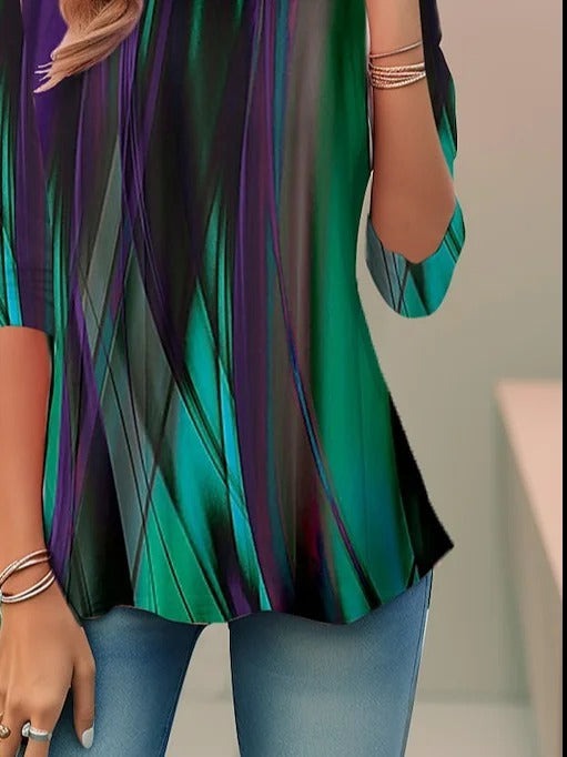 Camisa casual estampada con cuello redondo y manga larga — foto 5