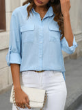 Blusa casual bordada de algodón con manga larga