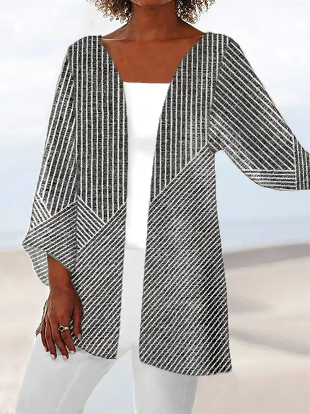 Kimono básico holgado de rayas