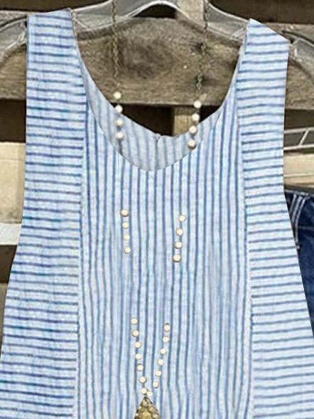 Top casual de capas de rayas azul sin mangas — foto 3