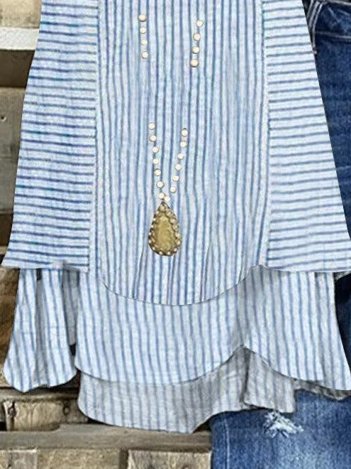 Top casual de capas de rayas azul sin mangas — foto 2