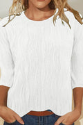 Camisa moderna lisa con cuello redondo