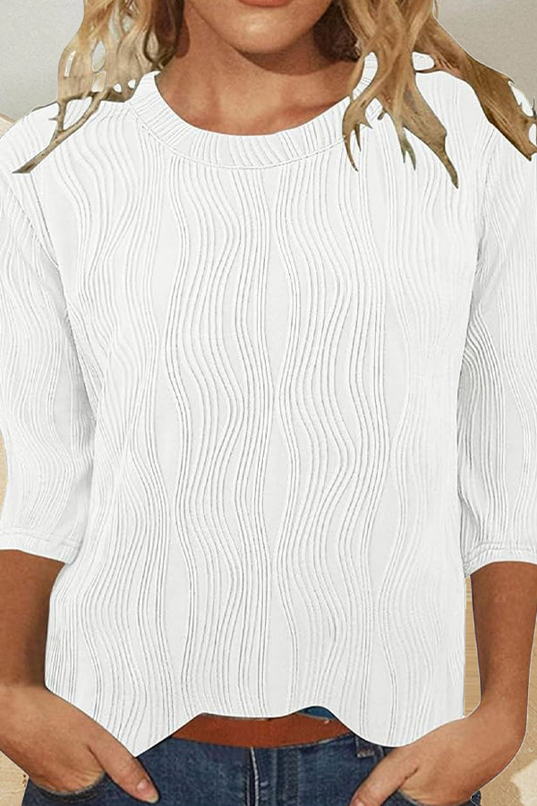 Camisa moderna lisa con cuello redondo