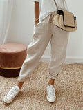 Pantalón casual holgado liso de algodón · Cala