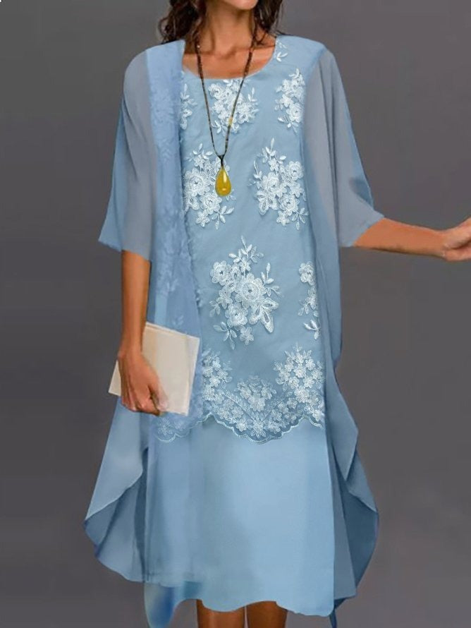 Vestido de dos piezas holgado liso de encaje