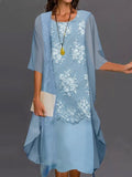 Vestido de dos piezas holgado liso de encaje