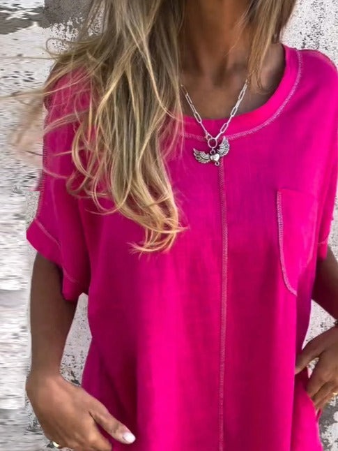 Vestido casual liso de algodón — foto 2