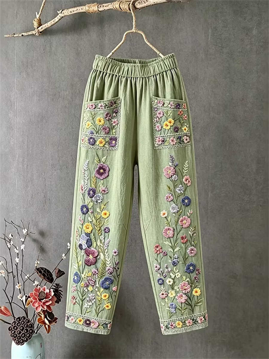 Pantalón de flores verde