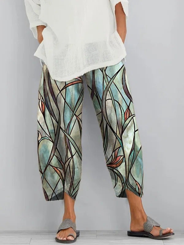 Pantalón casual abstracto con bolsillos