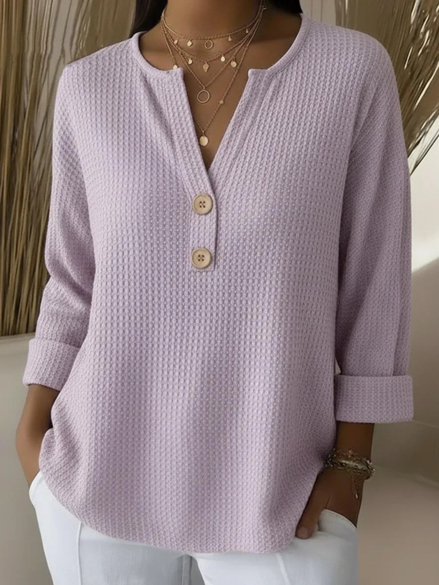 Anunciacion Camiseta Henley Gofrada con Botones