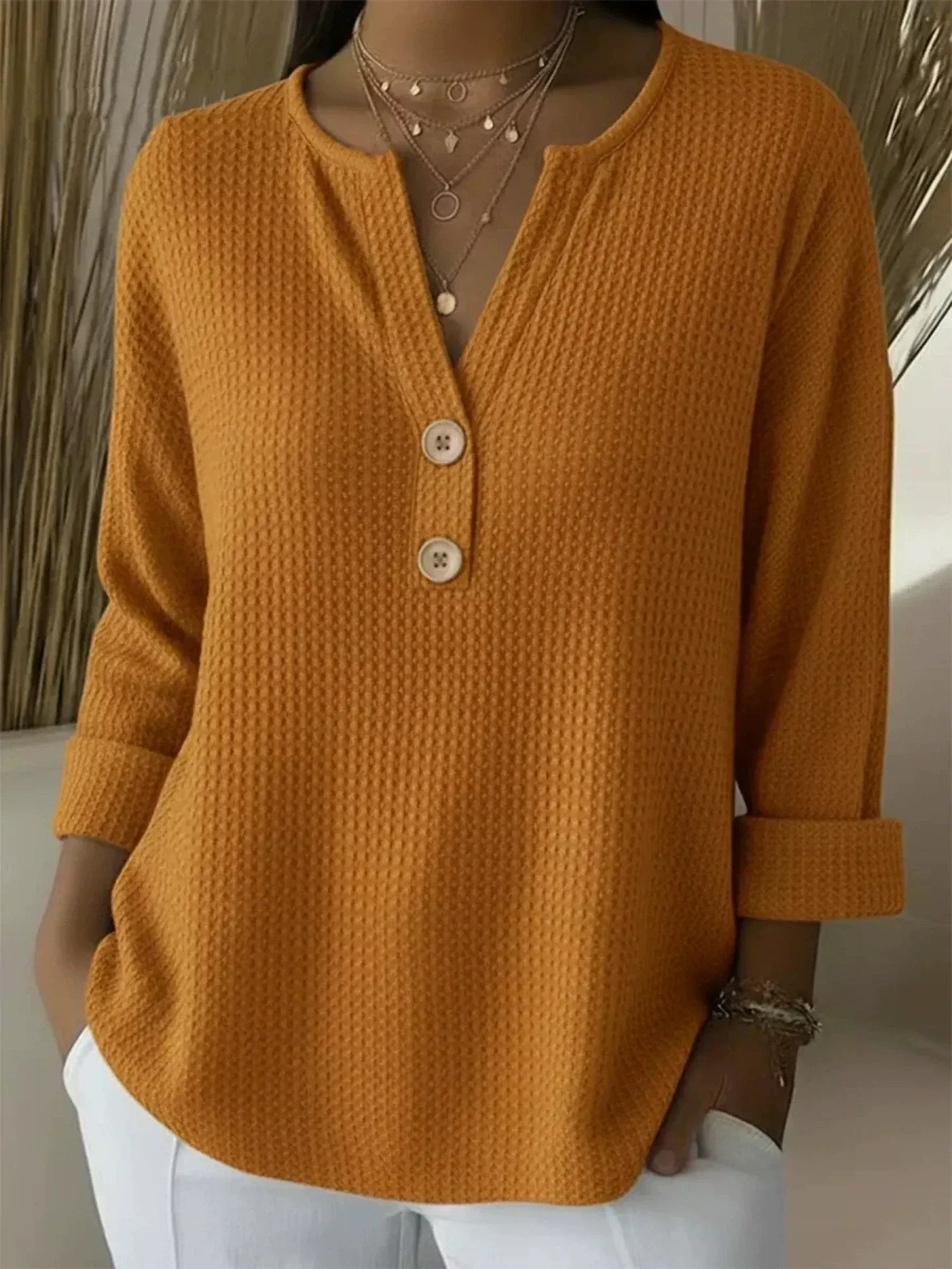 Anunciacion Camiseta Henley Gofrada con Botones