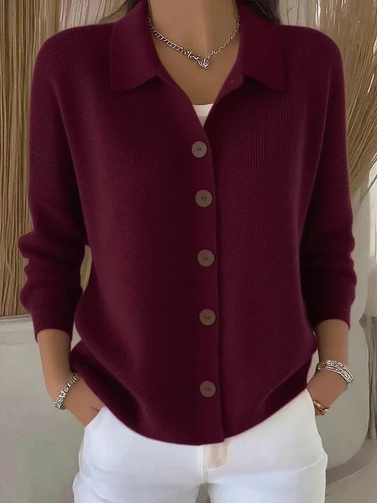 Josefina Chaqueta de Punto con Cuello y Botones