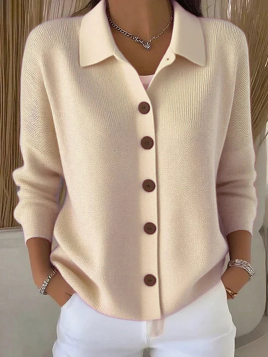 Josefina Chaqueta de Punto con Cuello y Botones