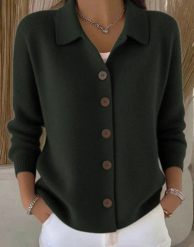 Josefina Chaqueta de Punto con Cuello y Botones