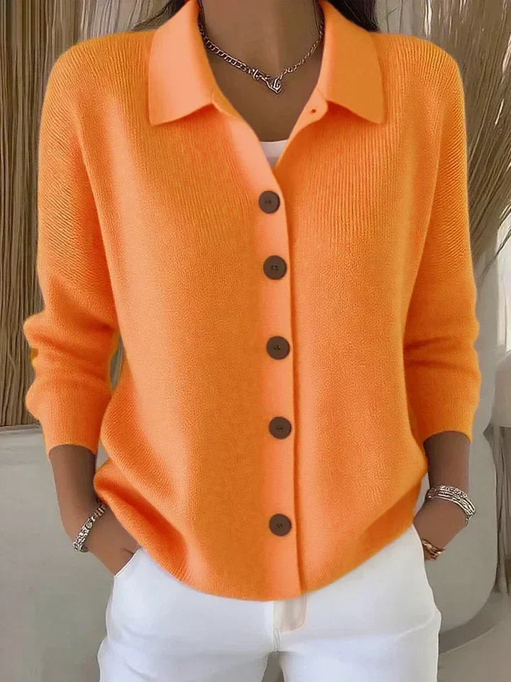Josefina Chaqueta de Punto con Cuello y Botones
