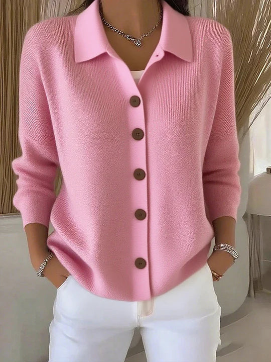 Josefina Chaqueta de Punto con Cuello y Botones