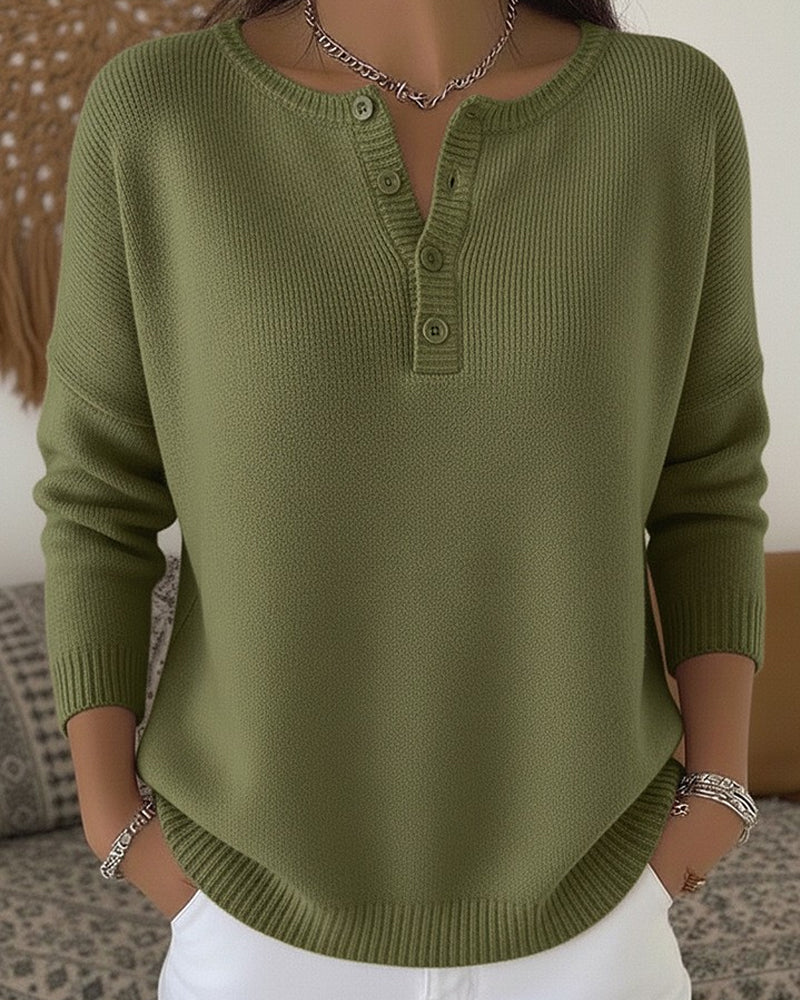 Helena  Jersey de Punto con Botones Henley