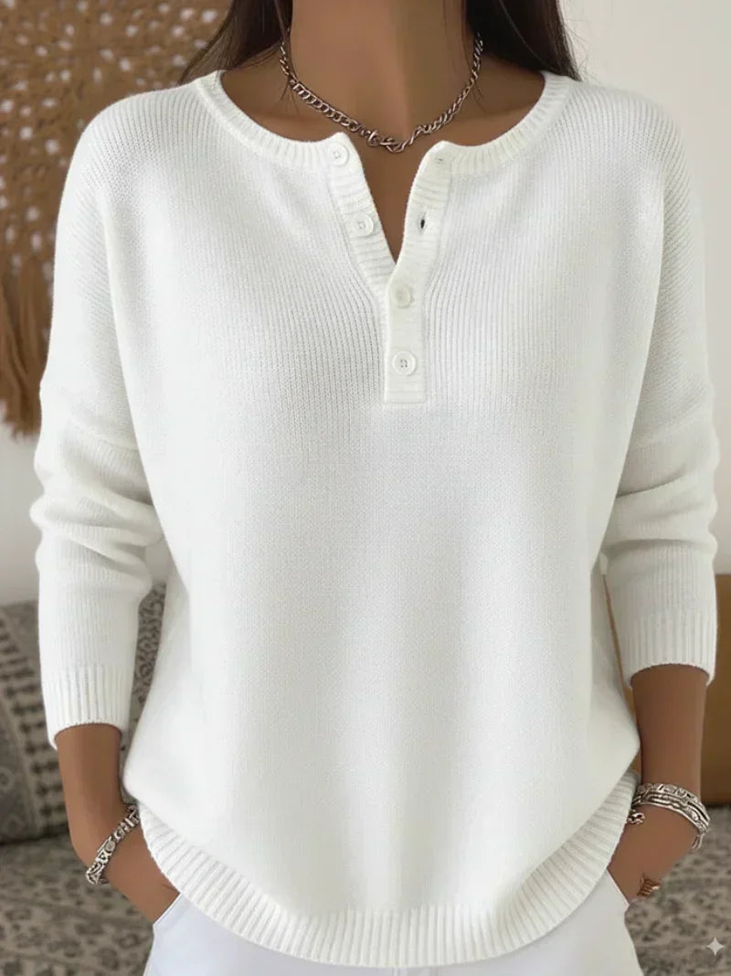 Helena  Jersey de Punto con Botones Henley