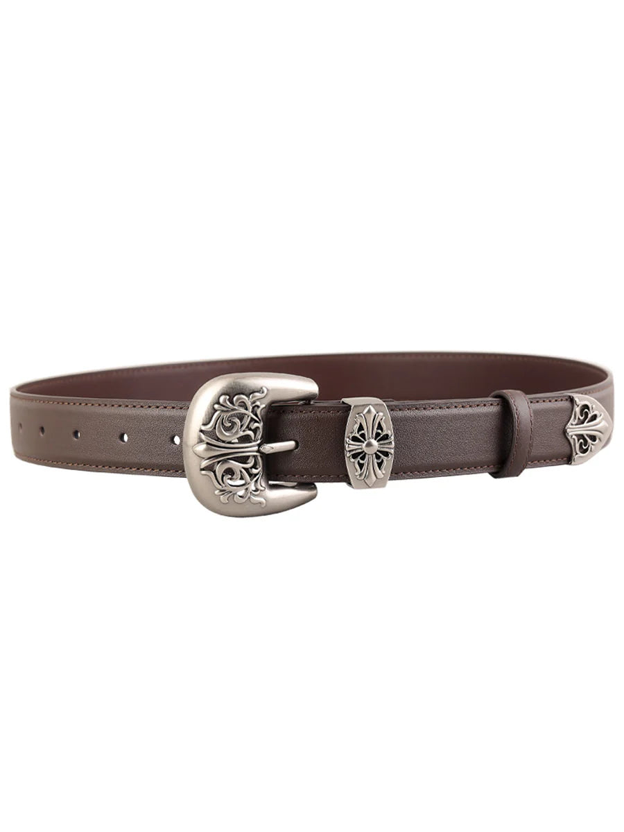 Cinturón labrado para mujer, elegante y versátil