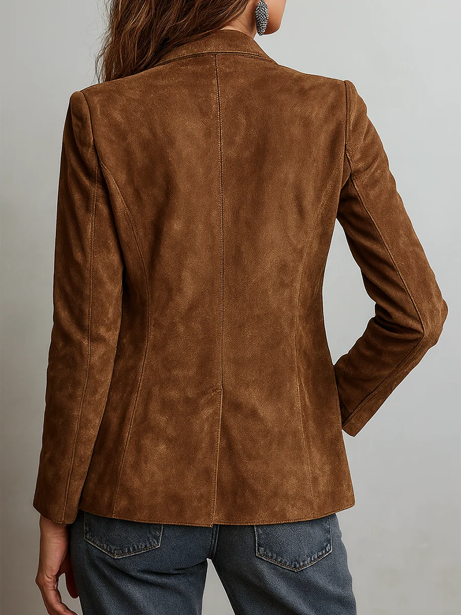 Alondra Blazer Marrón de Estilo Vintage