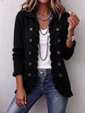 Camila Chaqueta de Punto Negro con Volantes
