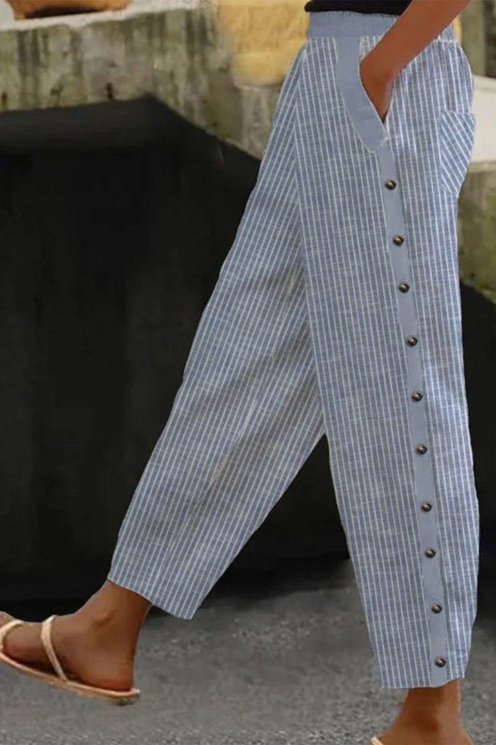 Pantalón casual holgado de rayas con bolsillos — foto 3