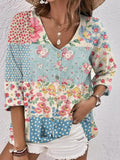 Camisa boho de flores con cuello camisero