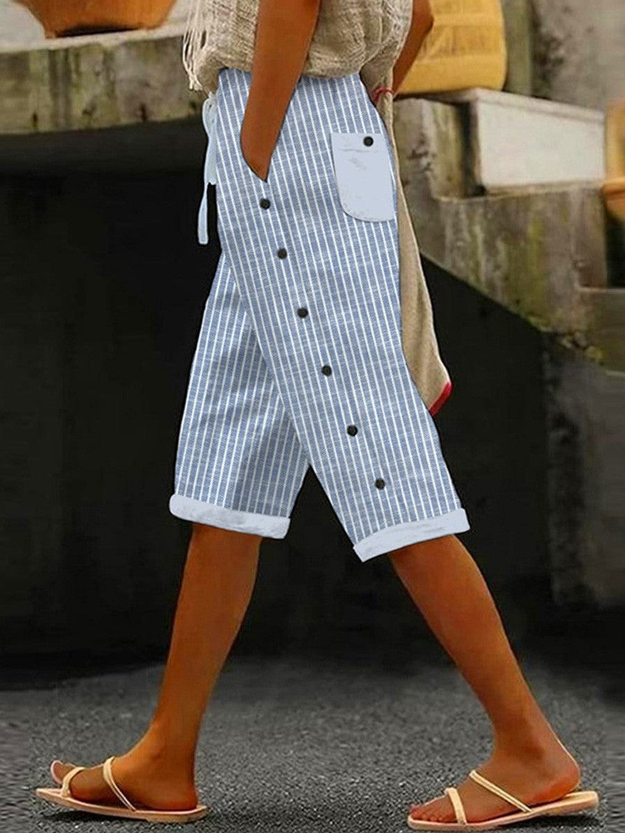 Pantalón de rayas azul con bolsillos · Xena