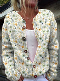 Jersey cómodo de flores con botones