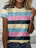 Camisa bicolor con cuello redondo y manga corta