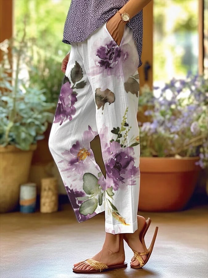 Pantalón casual de flores con bolsillos · Xena