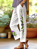Pantalón casual de flores con bolsillos