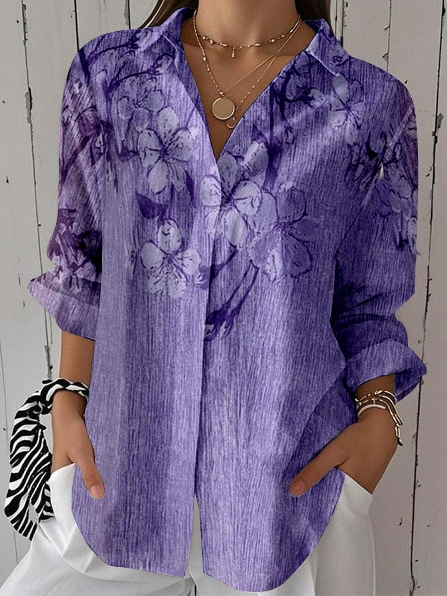 Top de flores morado con solapa