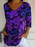 Camisa de flores con escote en pico · Yael