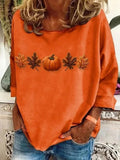Top de Halloween con cuello redondo y manga larga
