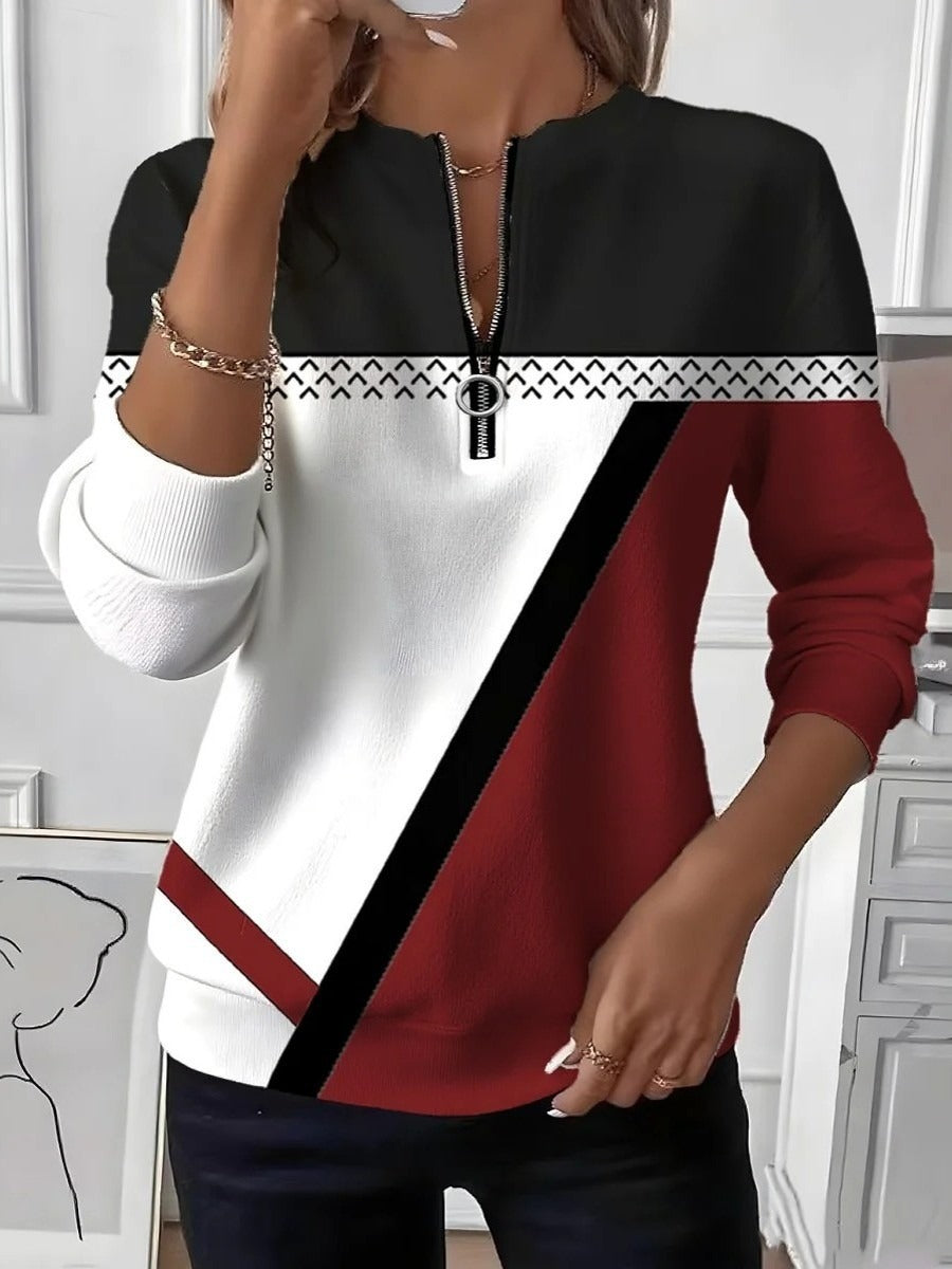 Blusa moderna con escote en pico y manga larga