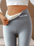 Pantalón térmico de talle alto liso con forro polar