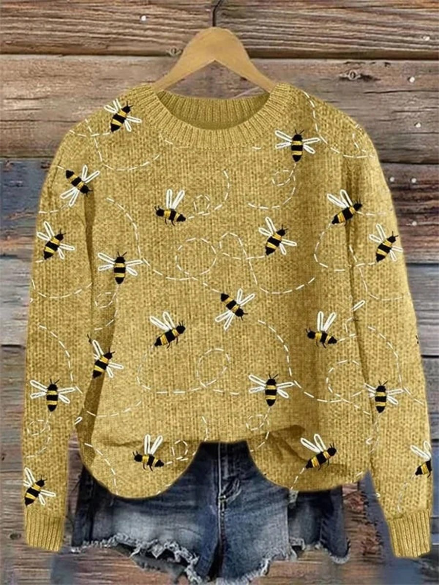 Jersey moderno de abejas con cuello redondo y manga larga