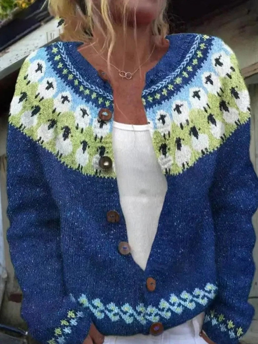 Cárdigan azul con manga larga