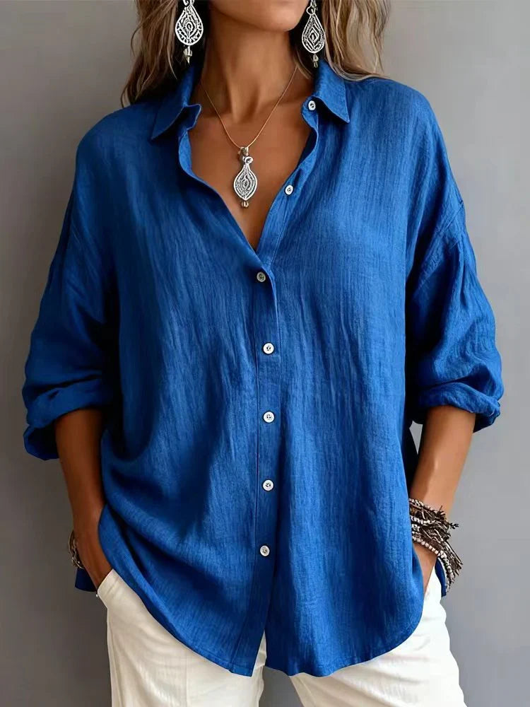 Camisa lisa de algodón con manga larga — foto 2
