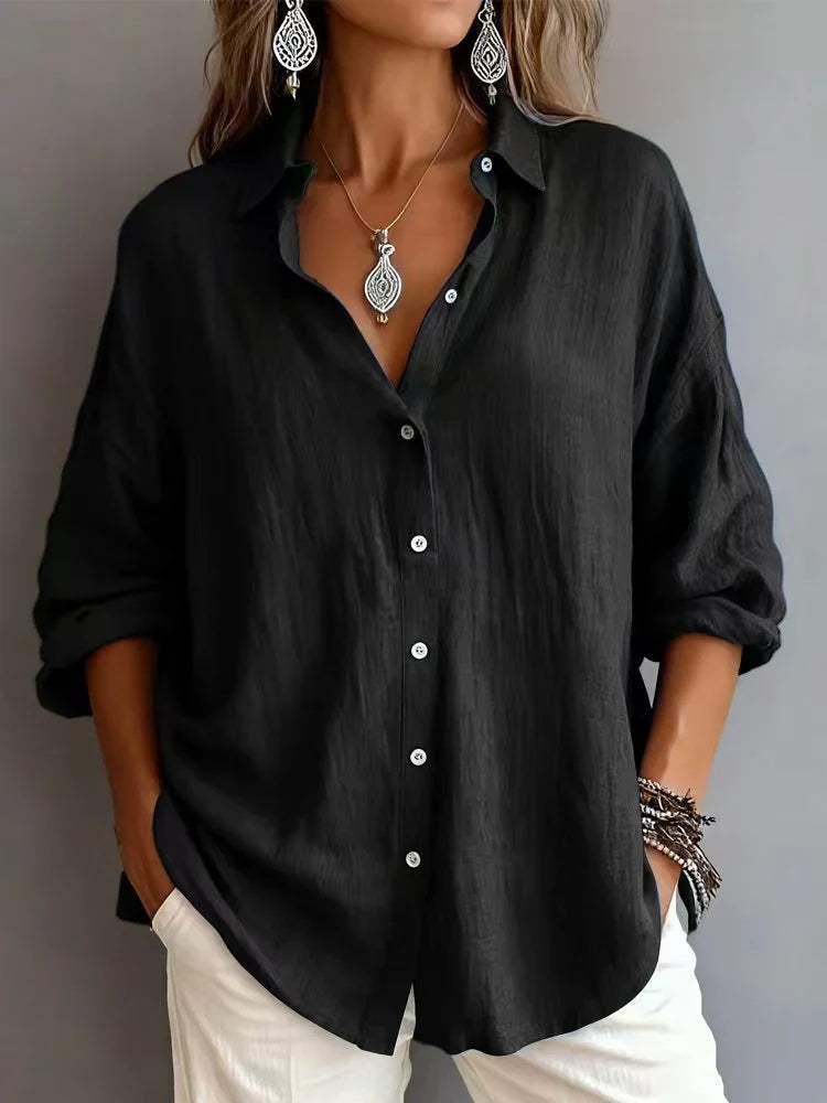 Camisa lisa de algodón con manga larga — foto 3