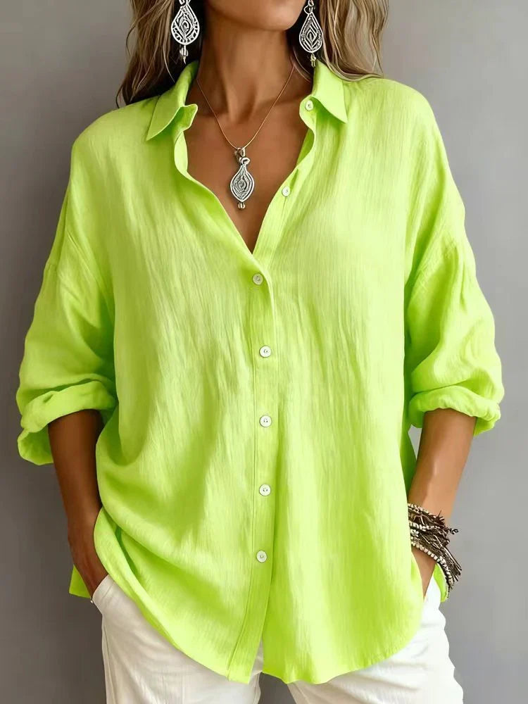 Camisa lisa de algodón con manga larga — foto 4