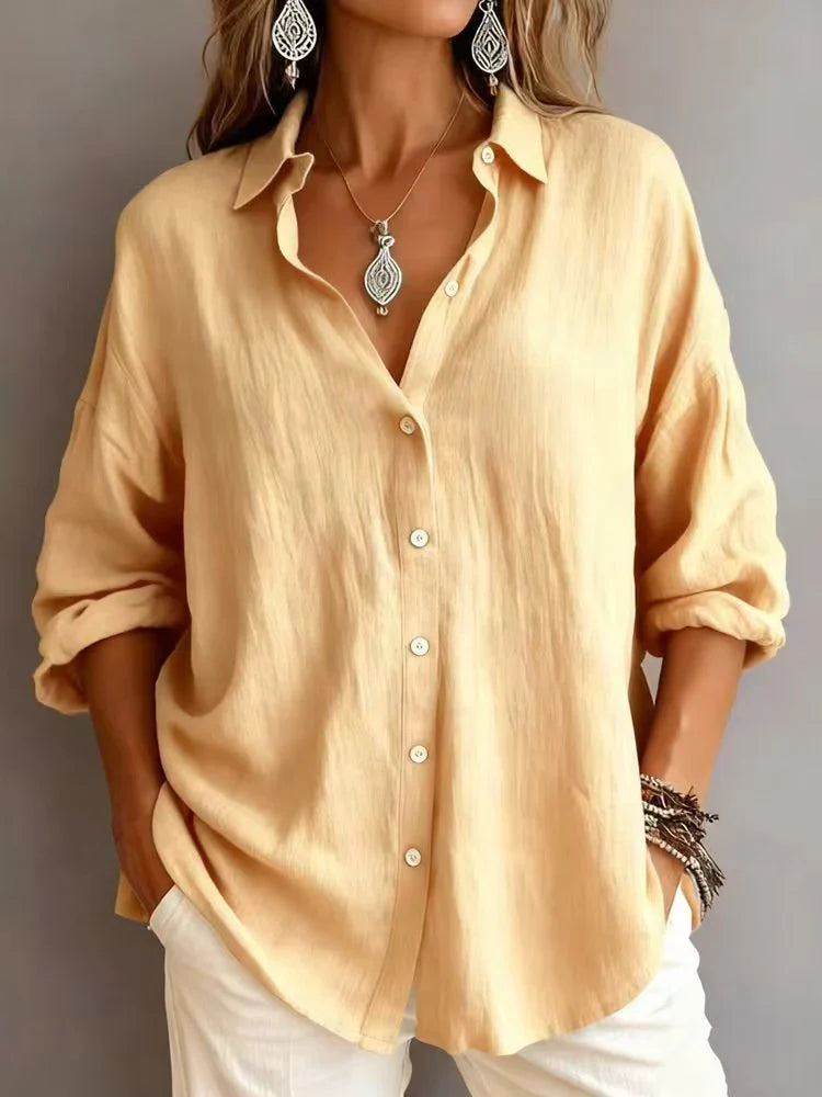 Camisa lisa de algodón con manga larga — foto 6