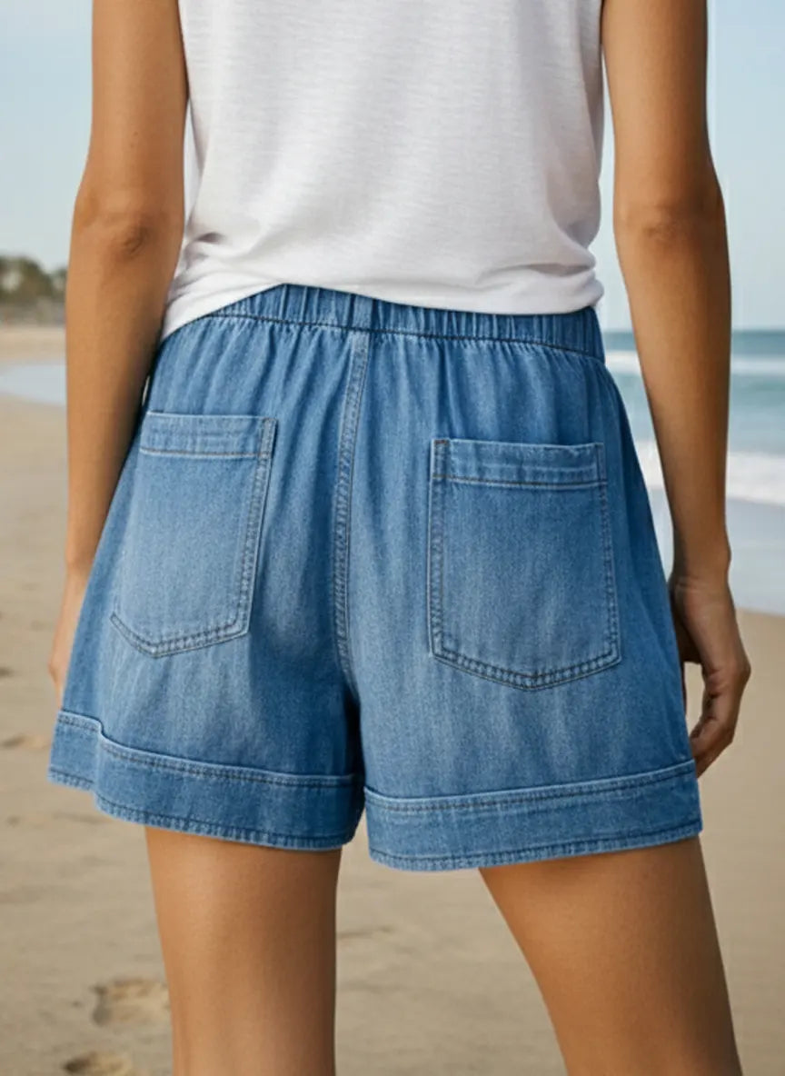 Shorts lisos vaqueros con bolsillos — foto 5