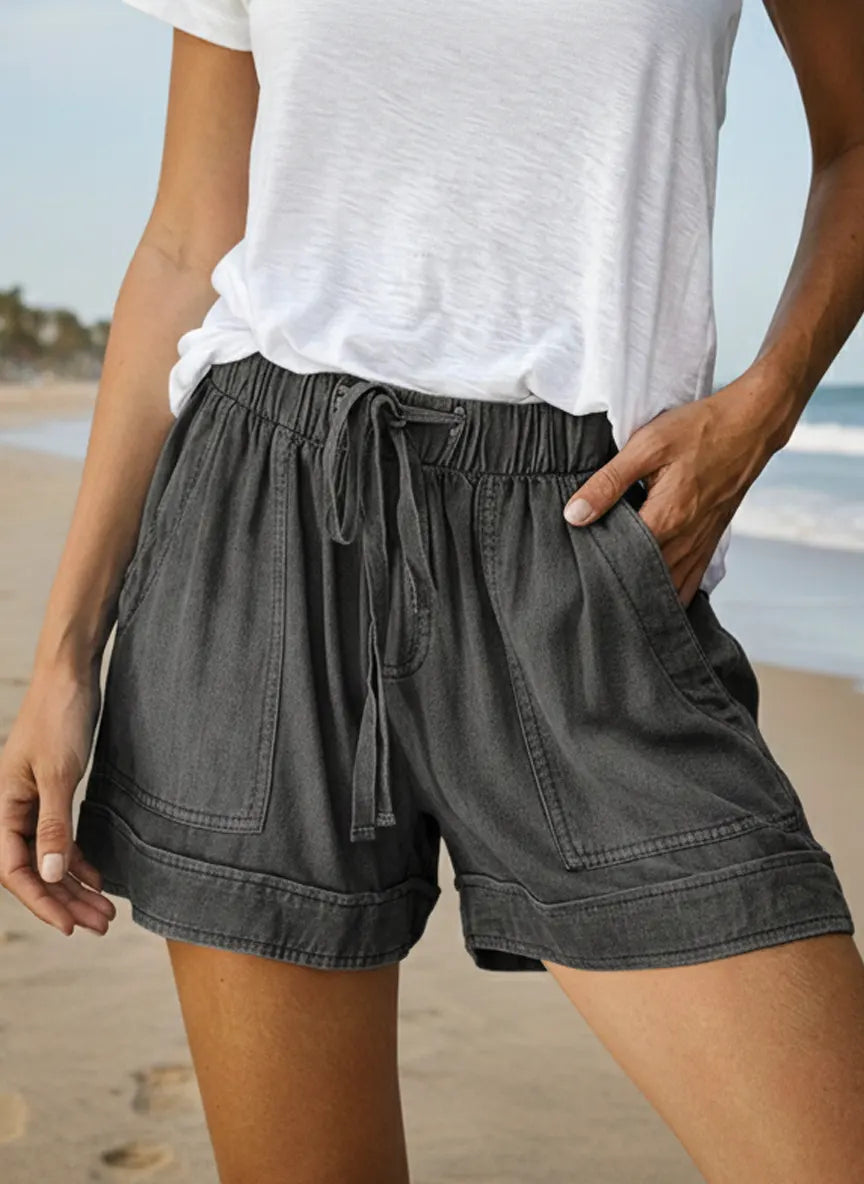 Shorts lisos vaqueros con bolsillos — foto 3