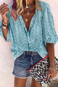 Blusa casual de lunares con manga larga