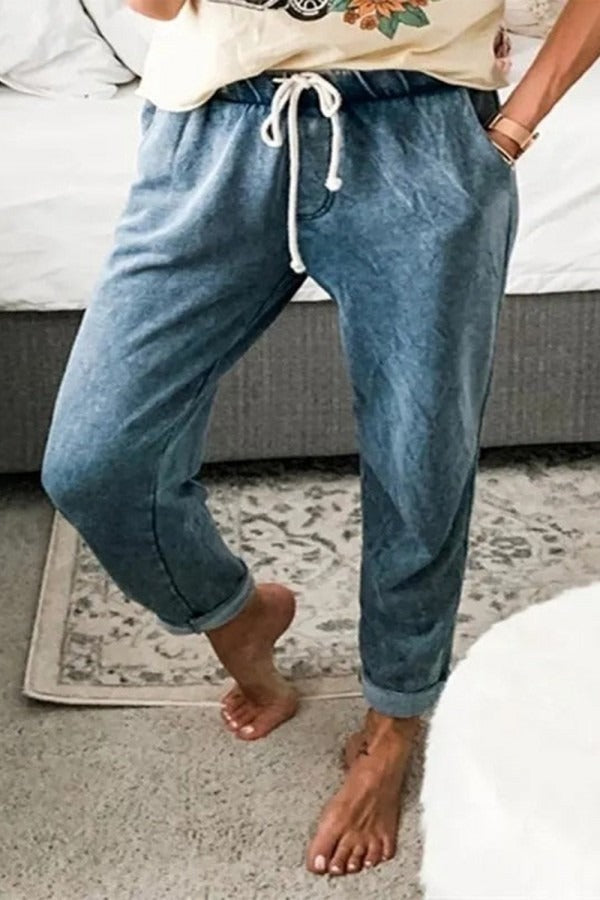 Vaqueros casual lisos con cordón ajustable