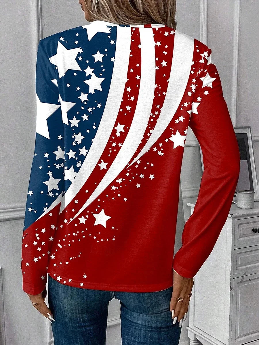 Camisa estampada con escote en pico y manga larga — foto 7