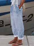 Pantalón casual holgado de flores de bambú
